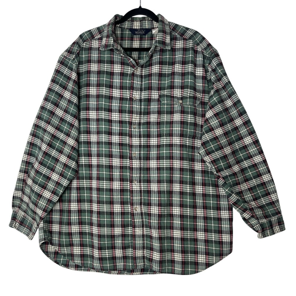 Woolrich Flannel Shirt Men's 2X Plaid Long Sleeve Button Down Pocket Outdoor - Picture 1 of 8